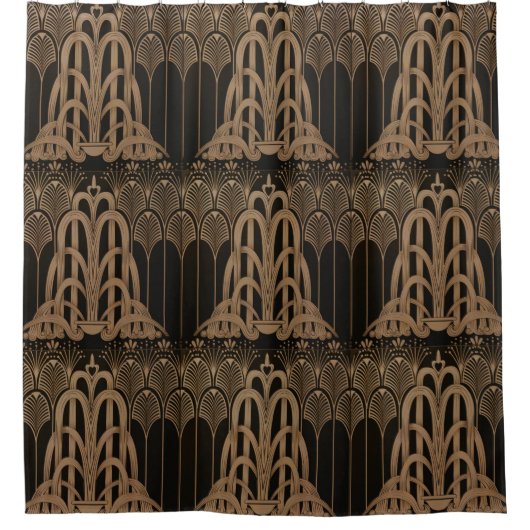 Bronze, Schwarz, Deko, Jugendstil, Blumenmuster Duschvorhang (Vorderseite)