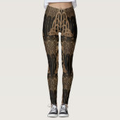 Bronze, Schwarz, Deko, Jugendstil, Blumenmuster Leggings (Vorderseite)