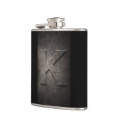 Bronze-Schwarz-Metall-K-Monogramm-Flasche Flachmann (Links)
