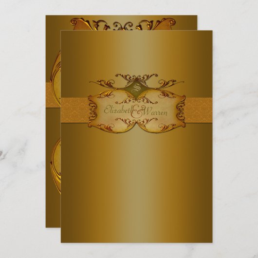 Bronze Scrolls Mit Monogramm Einladung zur Hochzei (Vorne/Hinten)