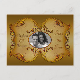 Bronze-Scrolls Save the Date Postkarte mit Foto