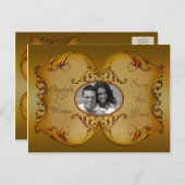 Bronze-Scrolls Save the Date Postkarte mit Foto (Vorne/Hinten)