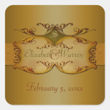 Bronze Scrolls Wedding Sticker