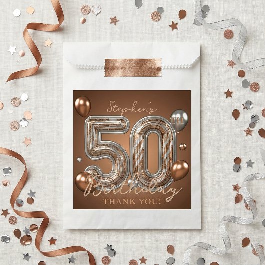 Bronze Silver Metallic 50th Birthday Thank You Geschenktütchen