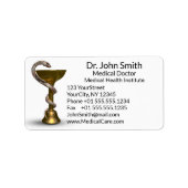 Bronze Snake Bowl Hygieia White Caduceus Medizin Adressaufkleber (Vorne)