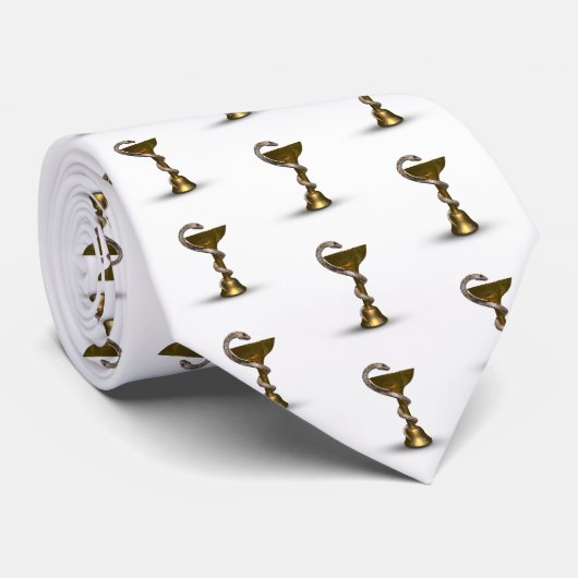 Bronze Snake Bowl Hygieia White Caduceus Medizin Krawatte (Gerollt)