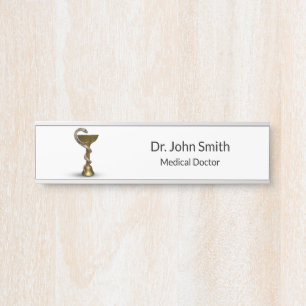 Bronze Snake Bowl Hygieia White Caduceus Medizin Türschild