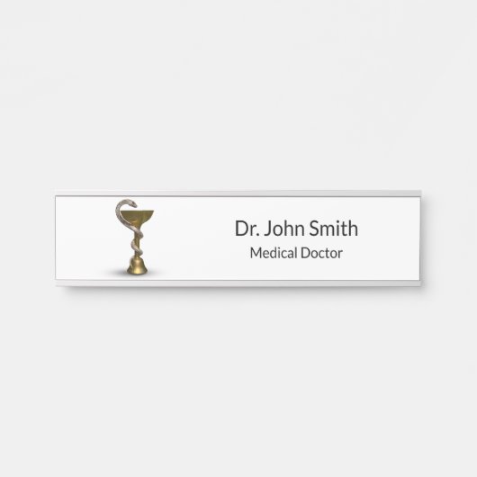 Bronze Snake Bowl Hygieia White Caduceus Medizin Türschild (Vorderseite )