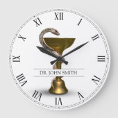Bronze Snake Medical Bowl Hygieia Weiße Bezeichnun Große Wanduhr (Vorderseite)
