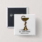 Bronze Snake Medical Bowl Hygieia White Caduceus Button (Vorne & Hinten)