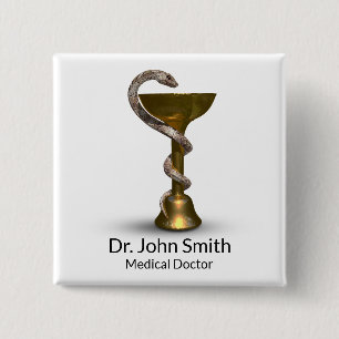 Bronze Snake Medical Bowl Hygieia White Caduceus Button