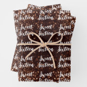 Bronze sparkles Sweet 16 elegant script pattern Geschenkpapier Set (Beispiel)