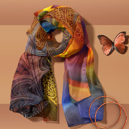 Bronze Spiralen mit blauer Abstrakter Schal