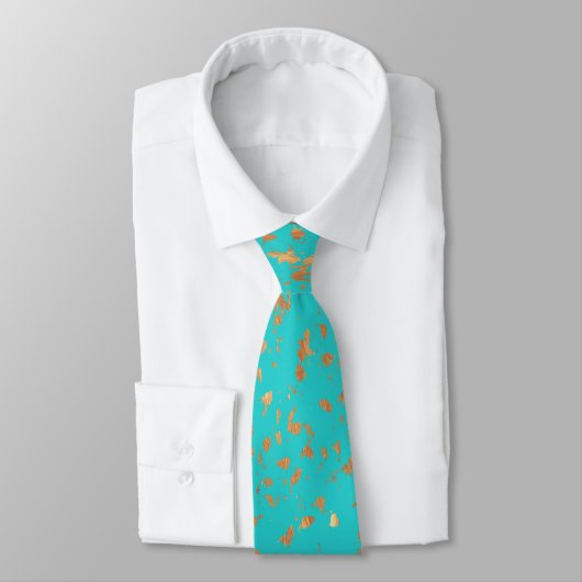 Bronze Spritzer Turquoise Neck Tie Krawatte (Gebunden)