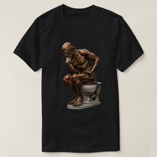 Bronze-Statue "The Thinker"-Spaß T-Shirt (Design vorne)