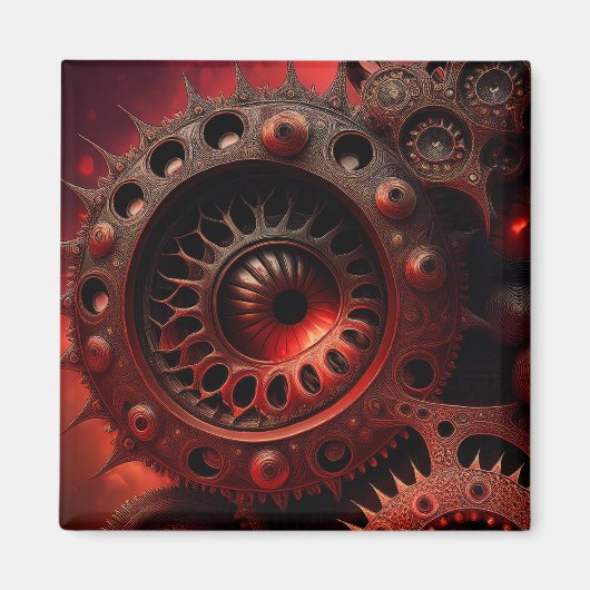 Bronze-Steampunk-Mandelbrot-Fraktal Magnet (Vorne)