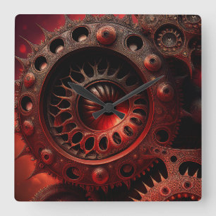 Bronze-Steampunk-Mandelbrot-Fraktal Quadratische Wanduhr