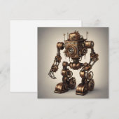 Bronze-Steampunk-Roboterskulptur Einladung (Vorne/Hinten)