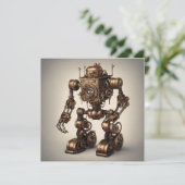 Bronze-Steampunk-Roboterskulptur Einladung (Stehend Vorderseite)