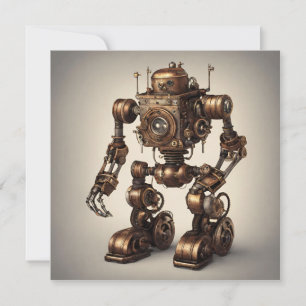 Bronze-Steampunk-Roboterskulptur Einladung