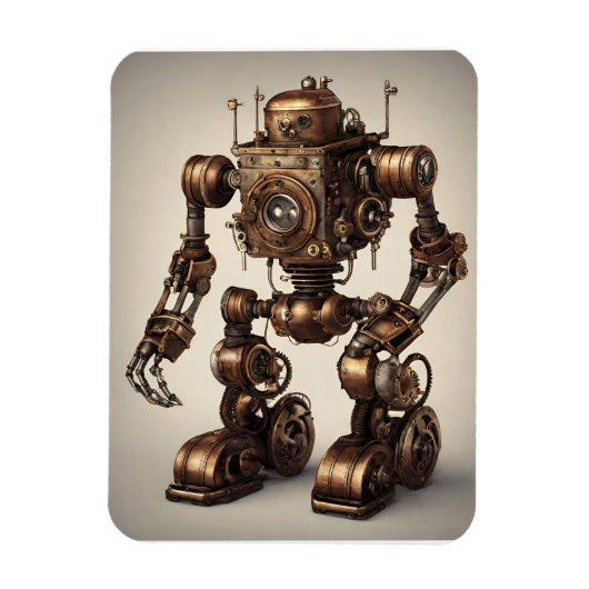 Bronze-Steampunk-Roboterskulptur Magnet (Vertikal)