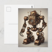 Bronze-Steampunk-Roboterskulptur Postkarte (Vorne/Hinten)