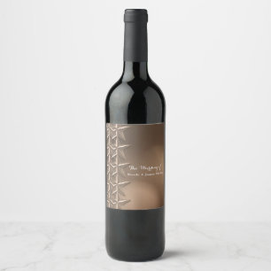 Bronze Sterne & Elegante Bokeh-Lichter Wein Etiket Weinetikett