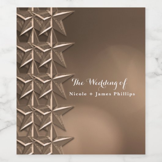 Bronze-Sterne & Elegante Bokeh Weinkeller und Wein Weinetikett (Einzelnes Label)