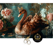 Bronze Swan mit Crown and Pink Florals Decoupage Seidenpapier
