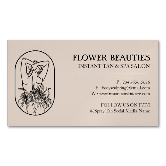 Bronze Tan Beauty Feminine Frauenkörper Magnetische Visitenkarte (Vorderseite)