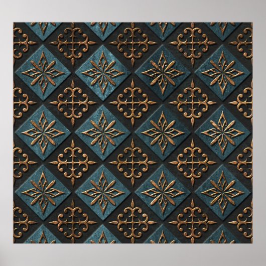 Bronze Textur mit Schnitzmuster. Poster (Vorne)