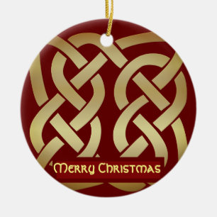 Bronze Tone Celtic Knot Keramik Ornament