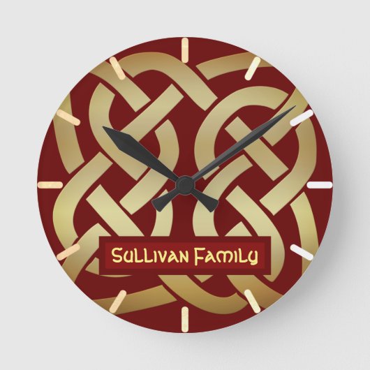 Bronze Tone Celtic Knot Runde Wanduhr (Vorderseite)