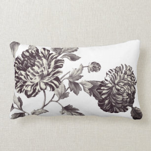 Bronze u. weißes Vintages botanisches BlumenToile Lendenkissen