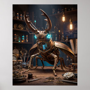 Bronze-Uhrwerk-Hirschkäfer-Kunst Poster