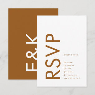 Bronze Ultra moderne Monogram Wüste Terracotta RSVP Karte