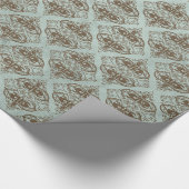 Bronze und Aqua Vintag Damask Geschenkpapier (Ecke)