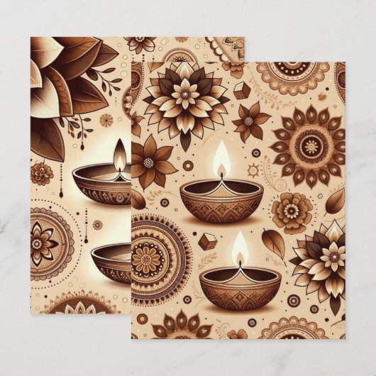 Bronze und Gold Diwali druckbares Scrapbook Einladung (Vorne/Hinten)