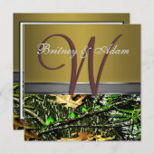 Bronze und moosige grüne einladung (Vorne/Hinten)