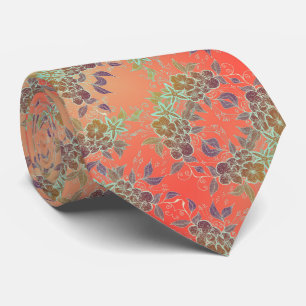 Bronze- und orange Blumen-Muster Krawatte