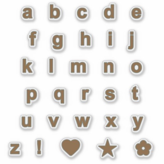 Bronze- und Sage-Farbbuchstaben Alphabet-Monogramm Aufkleber (Vorderseite)