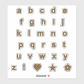 Bronze- und Sage-Farbbuchstaben Alphabet-Monogramm Aufkleber (Blatt)