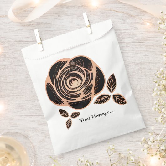 Bronze- und Schwarze Rose mit Blätter Geschenktütchen (Ausgeschnitten)