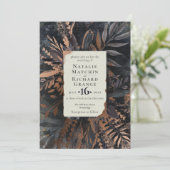 Bronze und Slate Moody Bouquet Wedding, Einladung (Stehend Vorderseite)