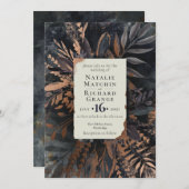 Bronze und Slate Moody Bouquet Wedding, Einladung (Vorne/Hinten)