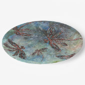 Bronze-verzauberte Libellen auf einem Sternenhimme Pappteller (Schrägansicht)