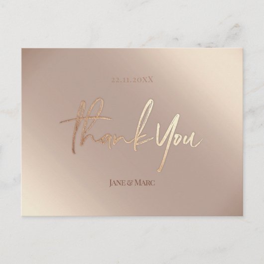 Bronze Wedding Dankeschön Karten Elegantes Skript (Vorderseite)