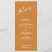 Bronze Wedding Flat Menu Card Menükarte (Vorderseite)