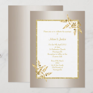 BRONZE WEISSE GOLD LEAF ELEGANTE KLASSENBREITE EINLADUNG