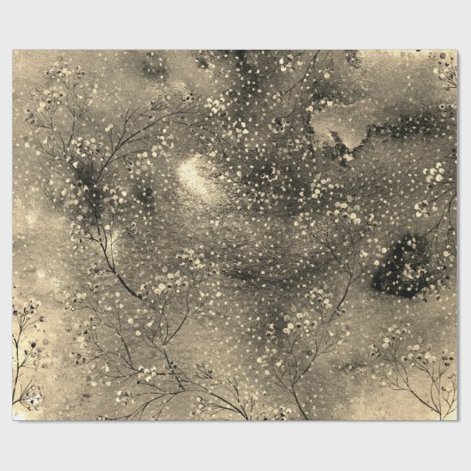 Bronze Winter Dusk Sky Gold Berries & Snowfall Geschenkpapier (Flach)